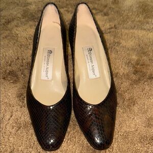 Etienne Aigner All Leather Snakeskin Heels